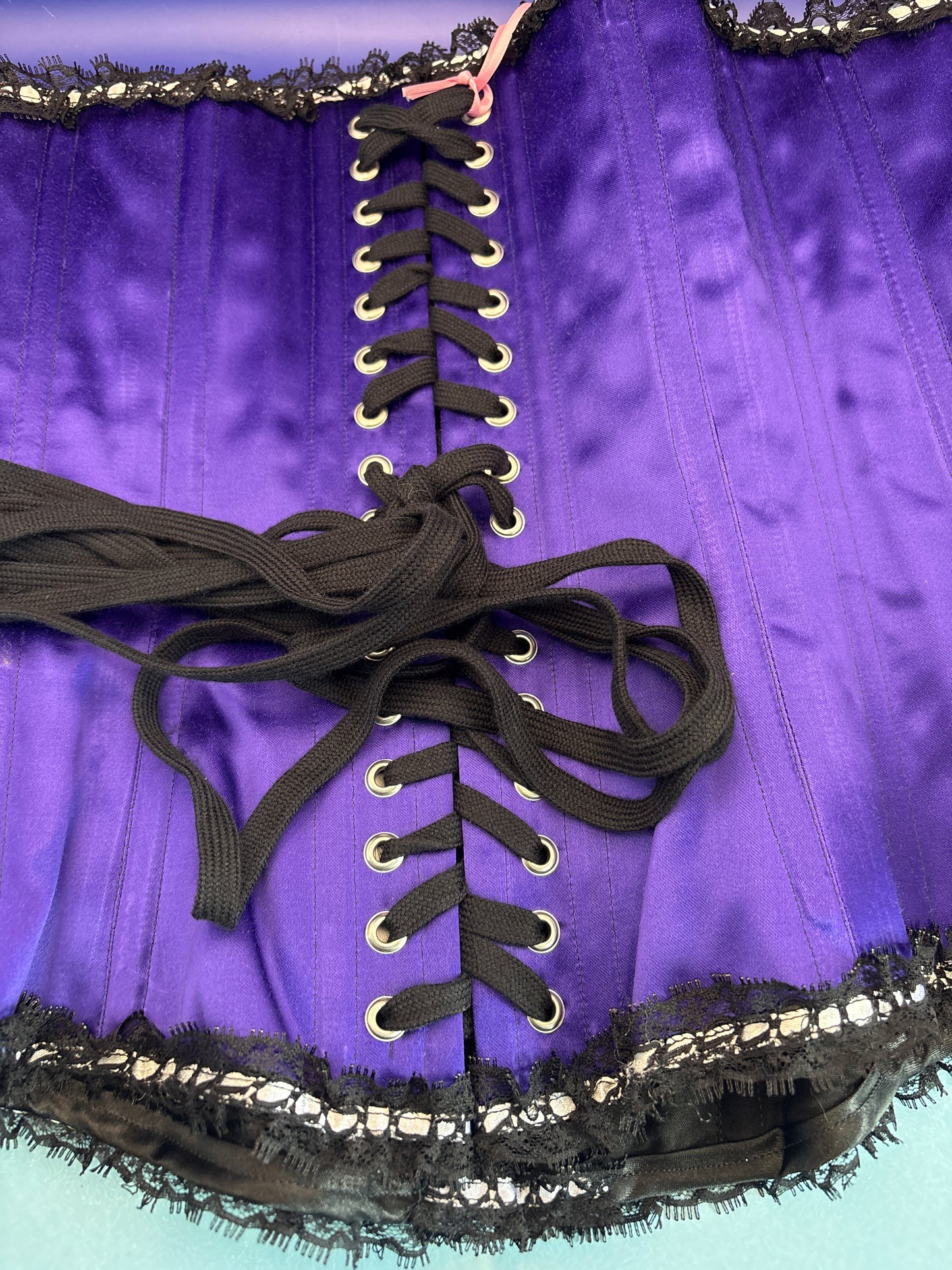 Purple satin Coutil corset