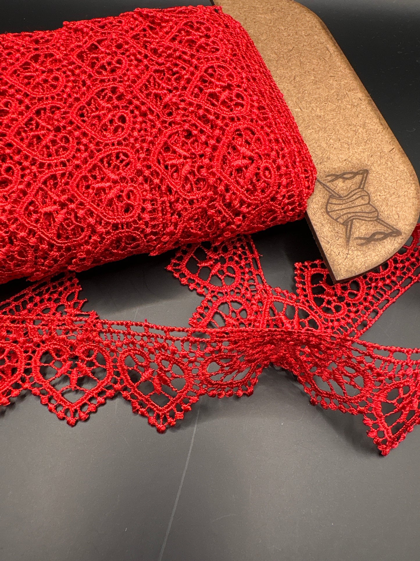 Red Guipure lace Heart Design