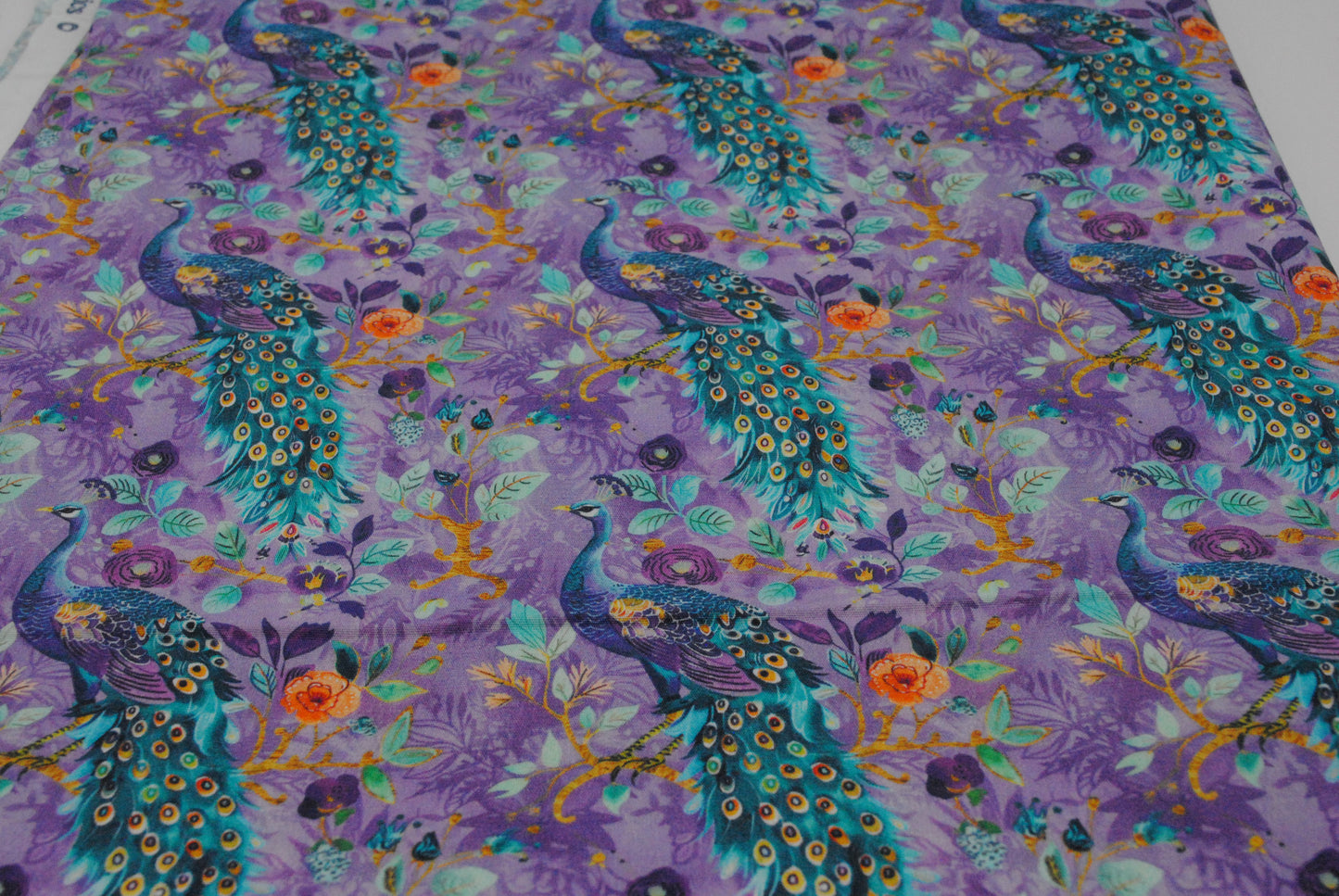 Rose & Hubble pretty peacocks cotton poplin