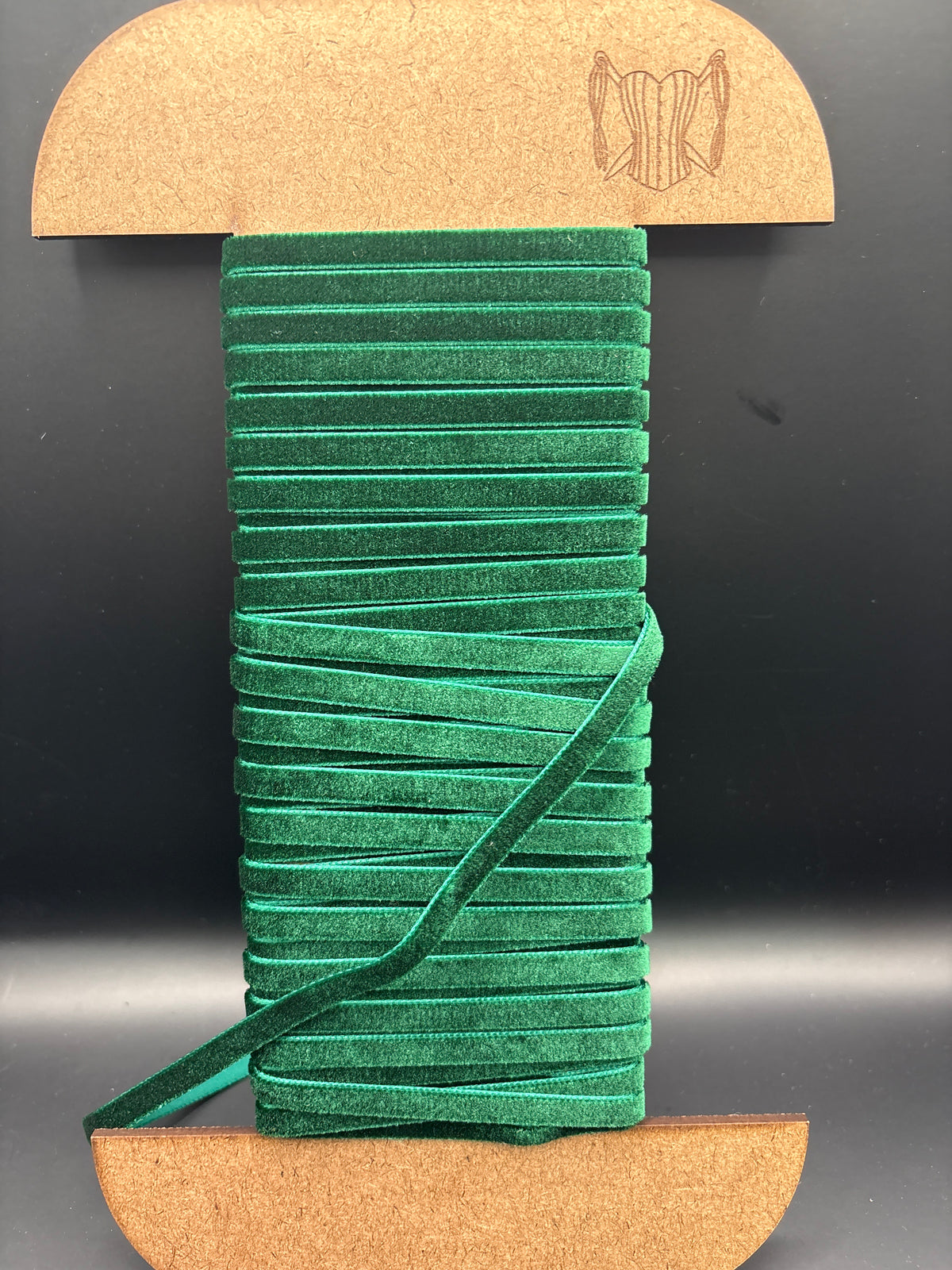 Bottle green velvet ribbon 7mm