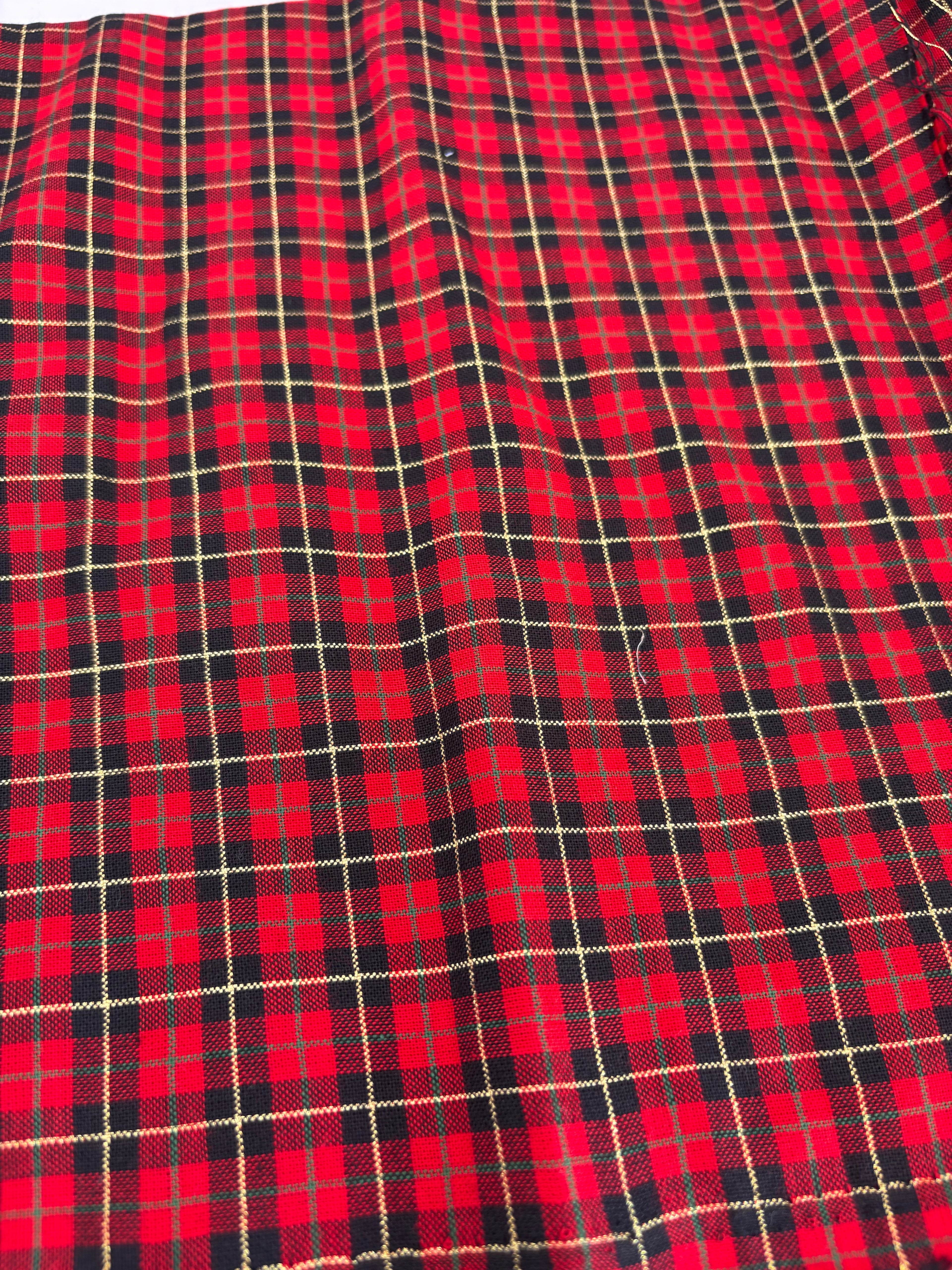 Tartan Metallic Cotton black  & red