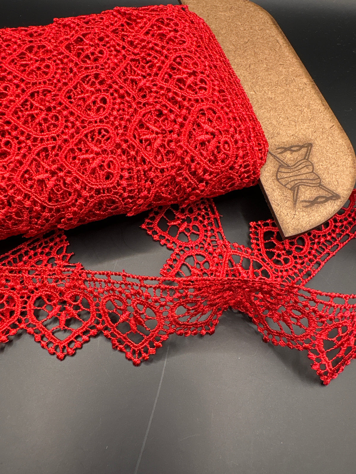 Red Guipure lace Heart Design