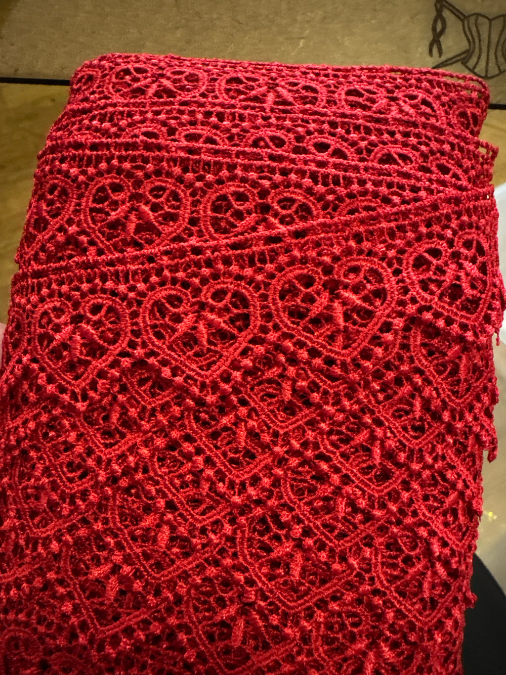 Red Guipure lace Heart Design