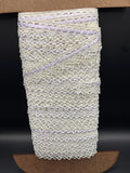 Ivory lace with lilac satin ribbon