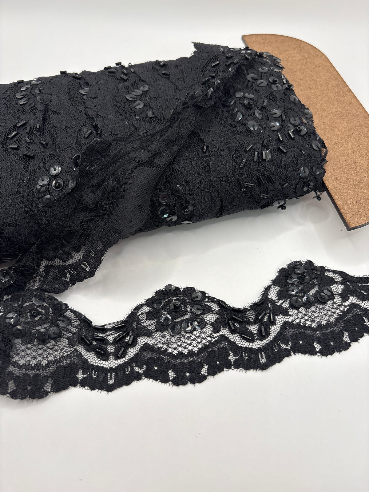 Black lace with beads