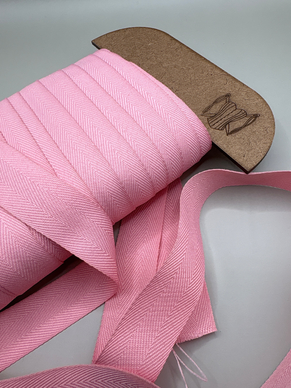 Candy pink soft herring bone webbing / ribbon
