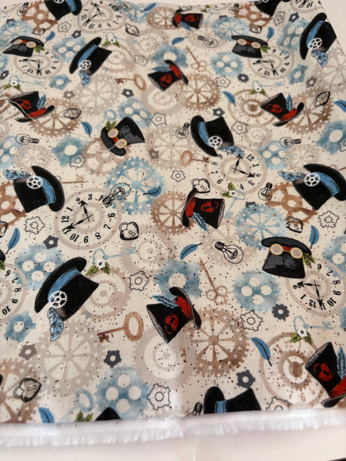 Steampunk Top Hats and Cogs cotton fabric