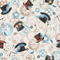 Steampunk Top Hats and Cogs cotton fabric