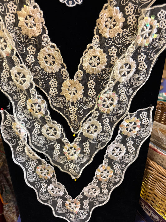 Fine lace motif with sequins