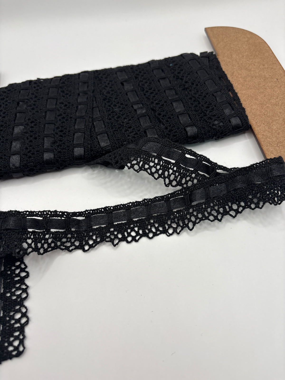 Black cotton lace with black ribbon
