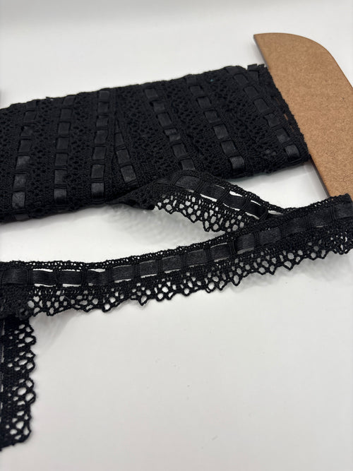 Black cotton lace with black ribbon