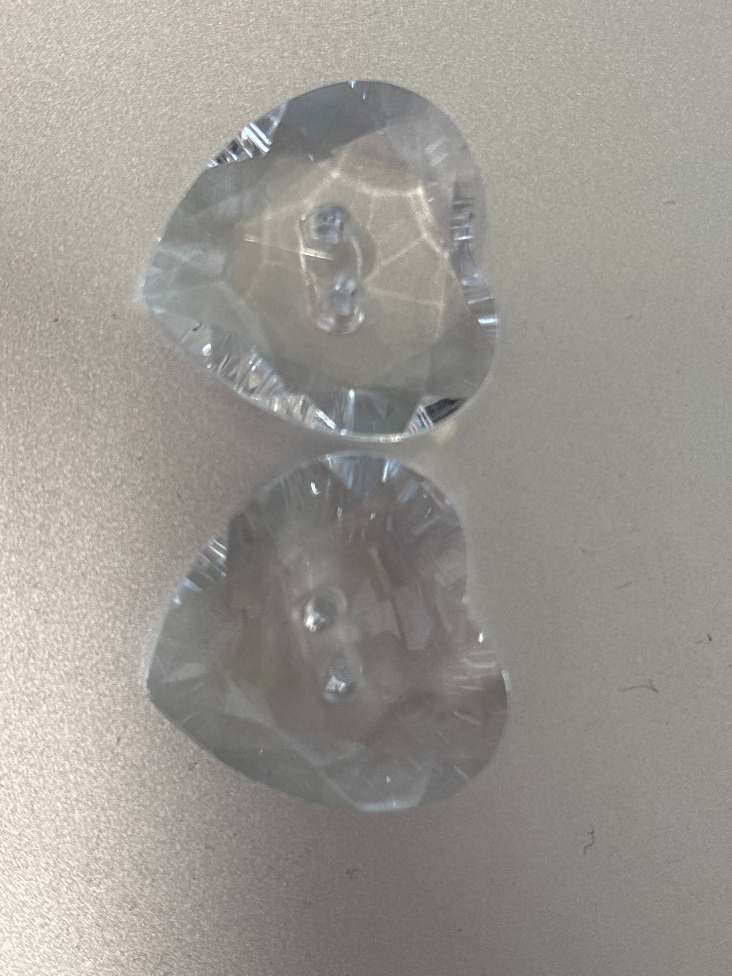 Large clear heart shaped button
