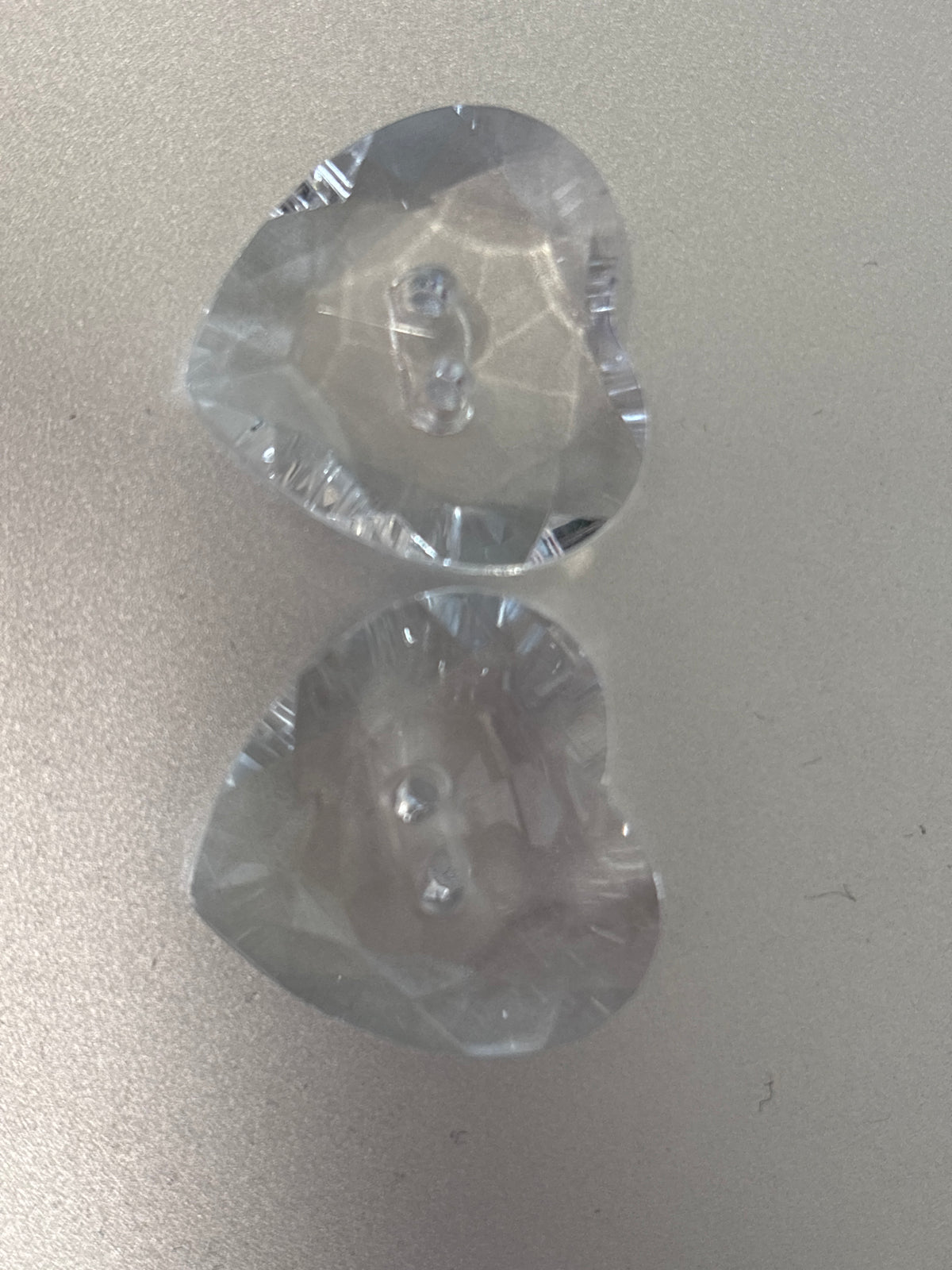 Large clear heart shaped button