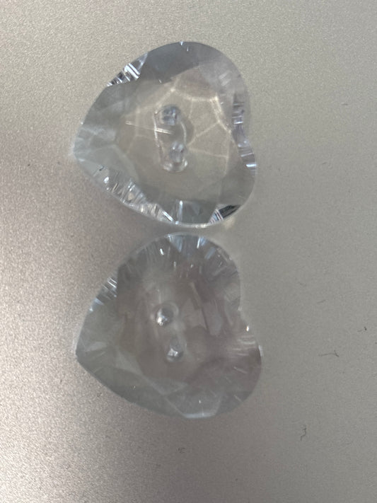 Large clear heart shaped button