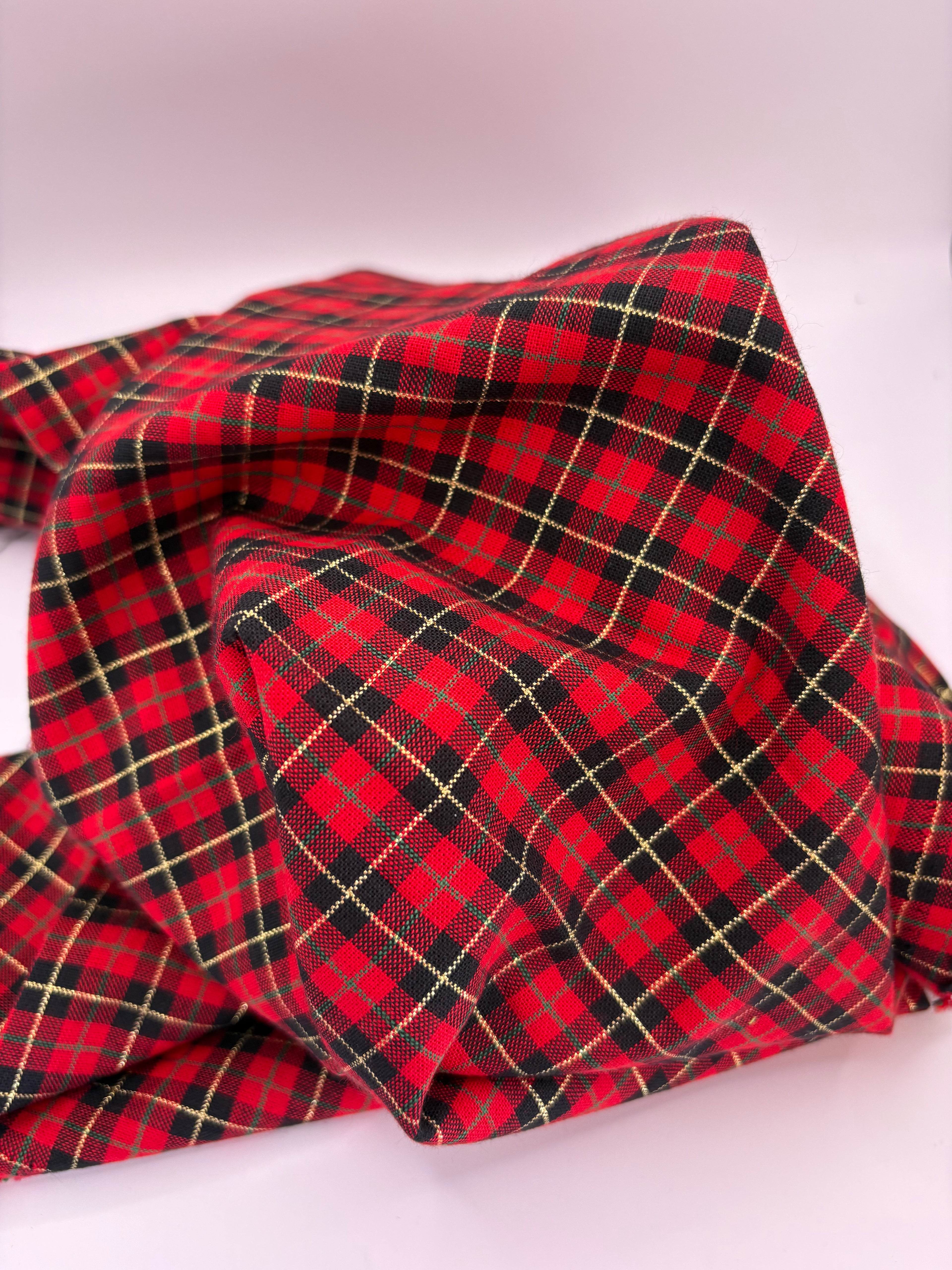Tartan Metallic Cotton black  & red