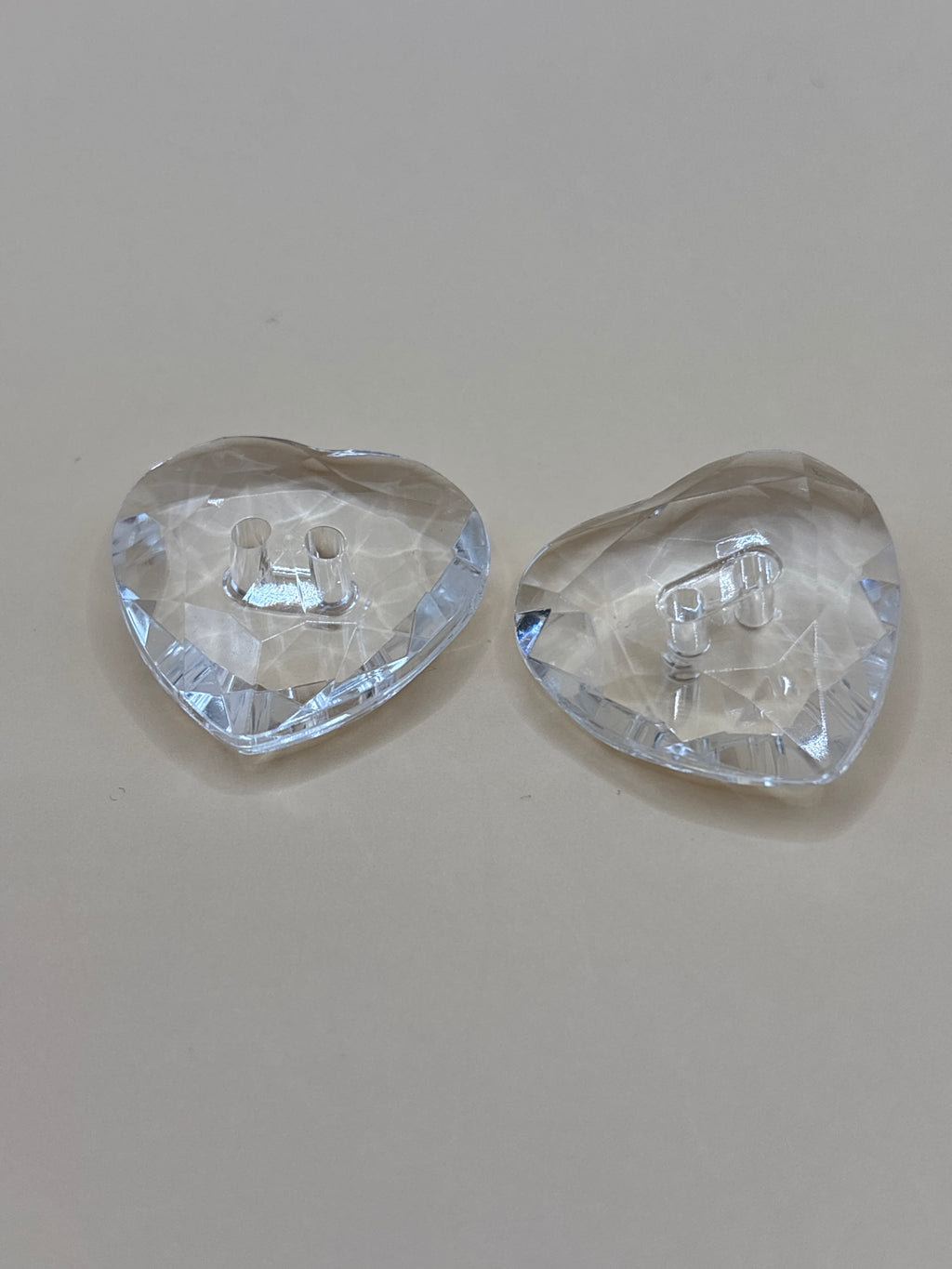 Large clear heart shaped button