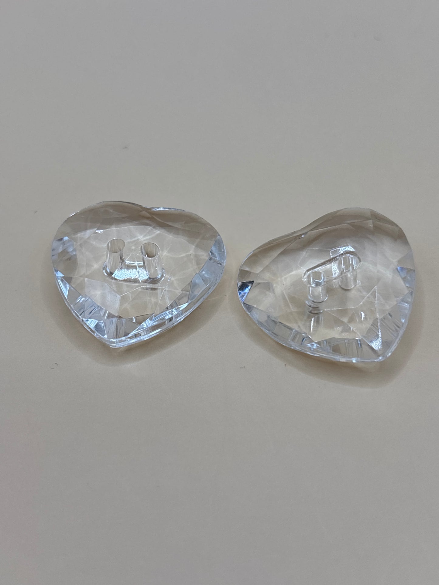 Large clear heart shaped button