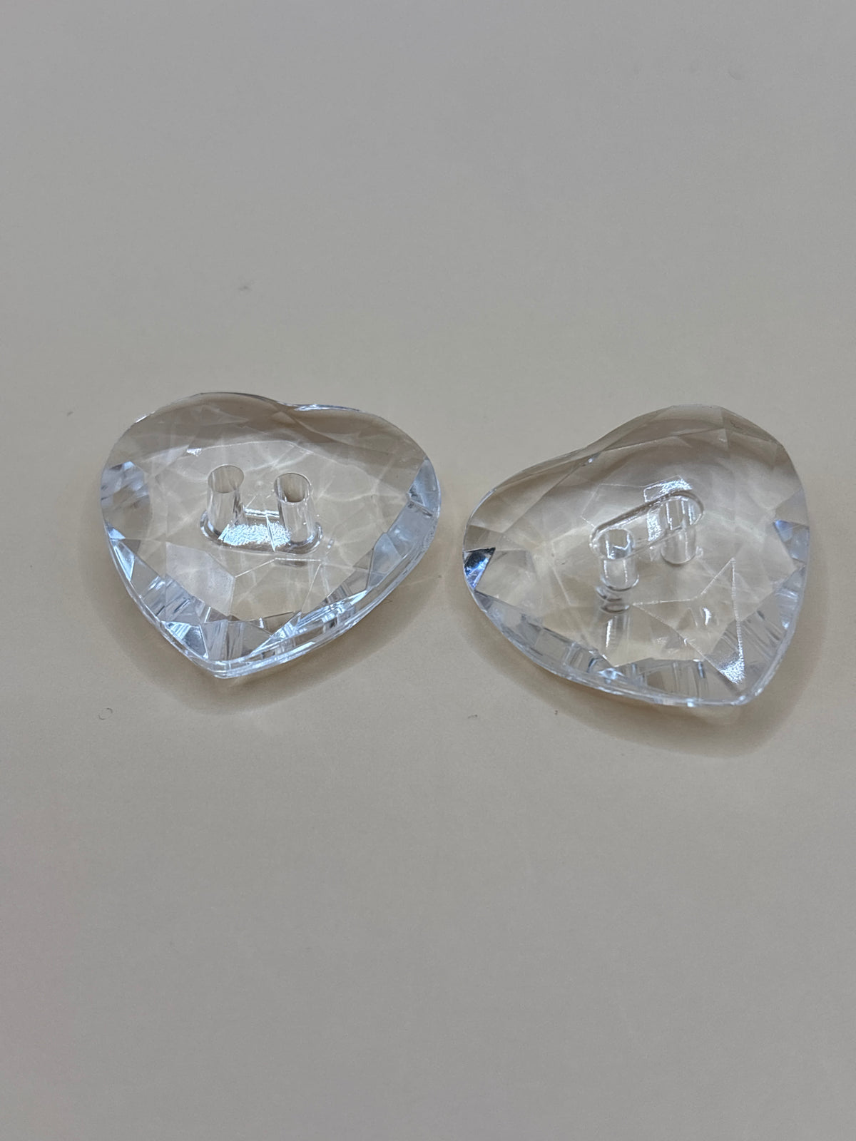 Large clear heart shaped button