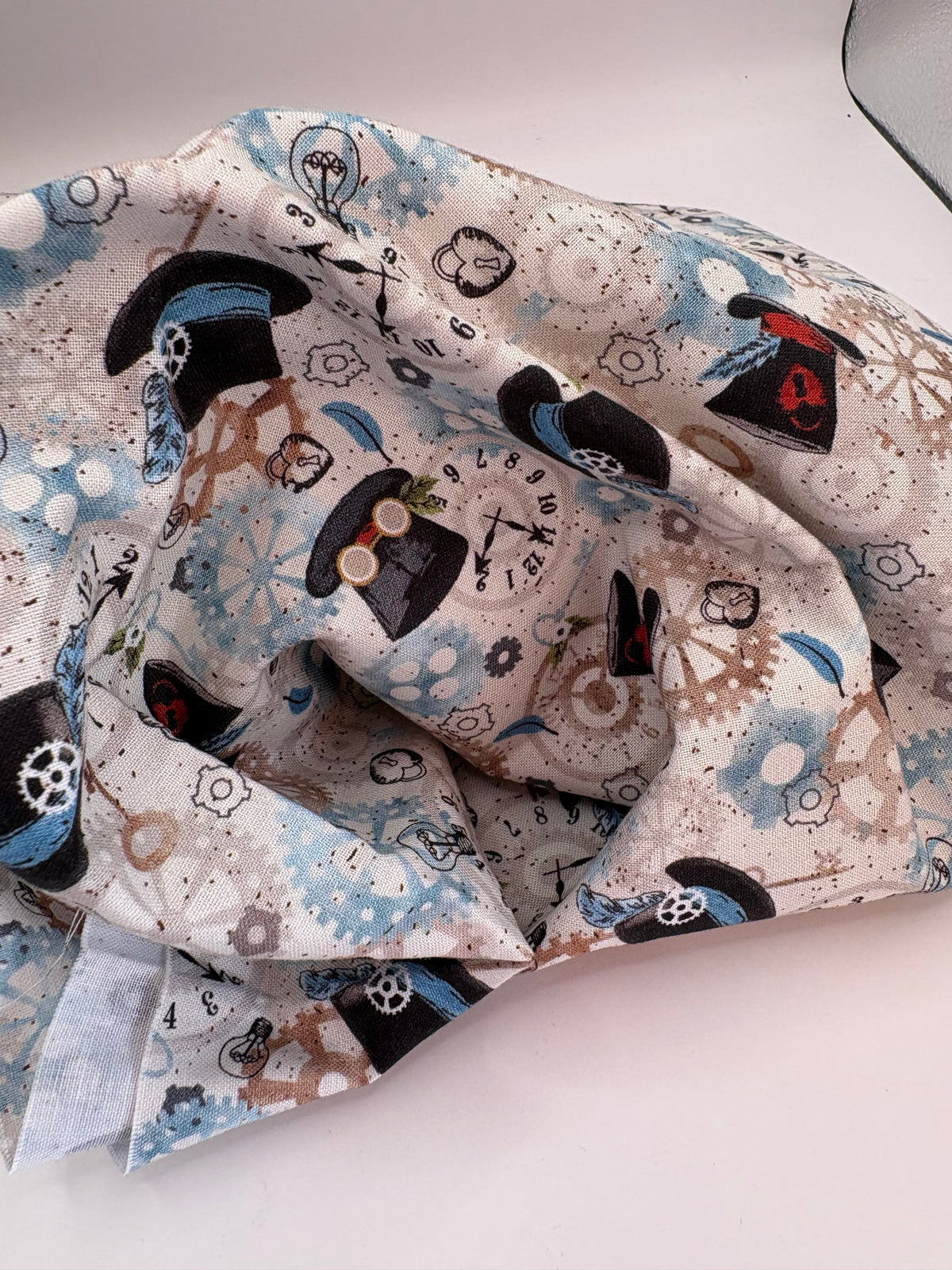 Steampunk Top Hats and Cogs cotton fabric
