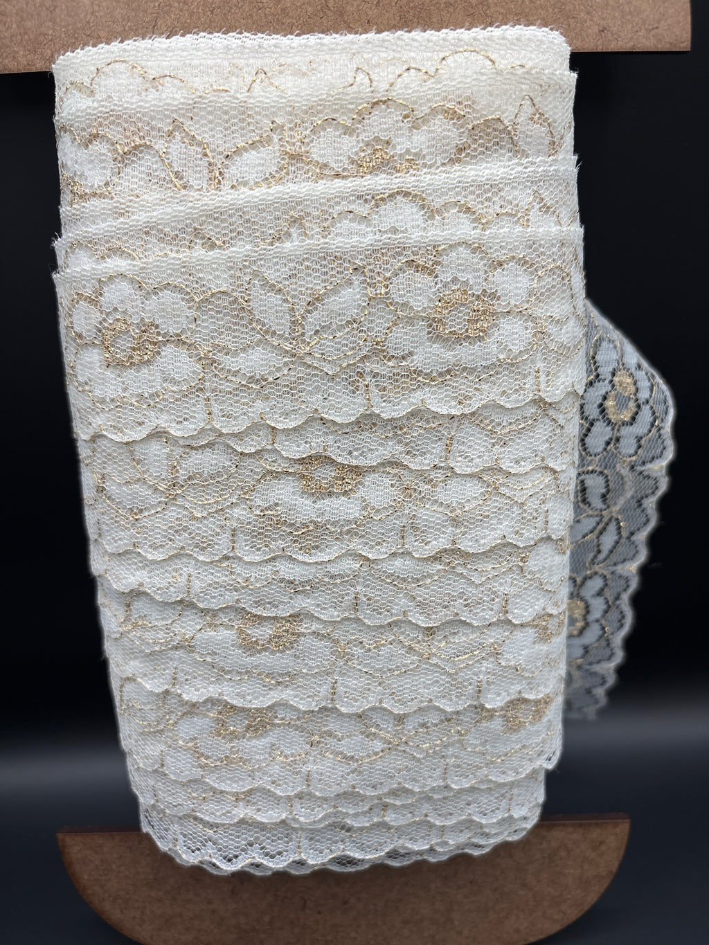 Ivory Floral Lace with Metallic gold