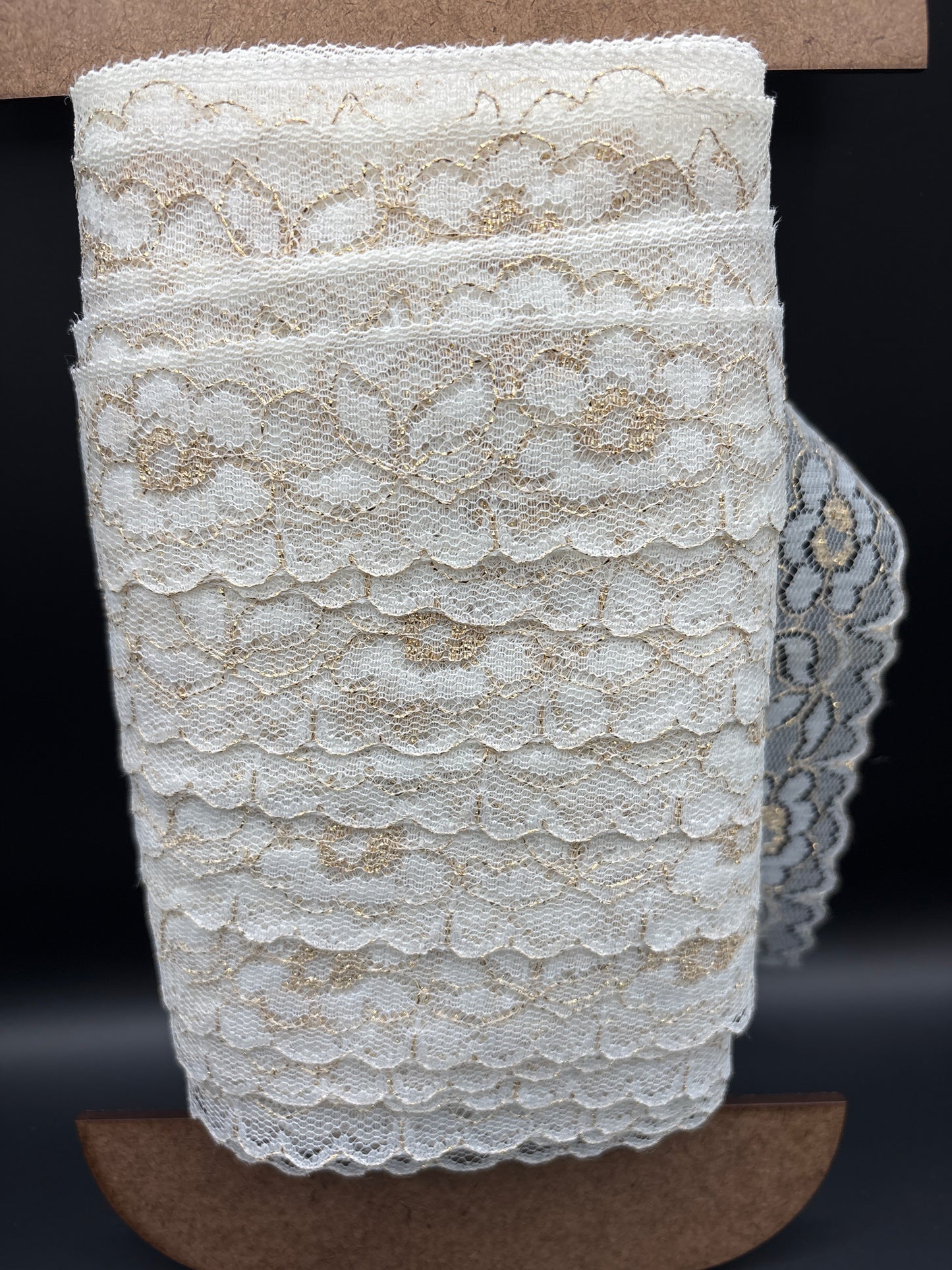 Ivory Floral Lace with Metallic gold