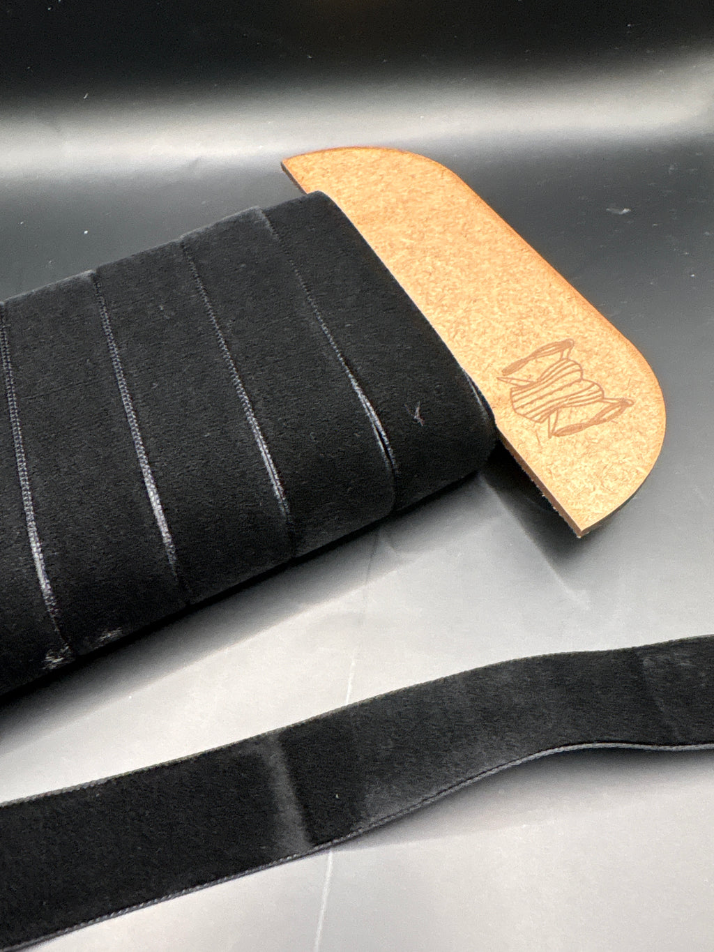 Grey black velvet ribbon 38mm