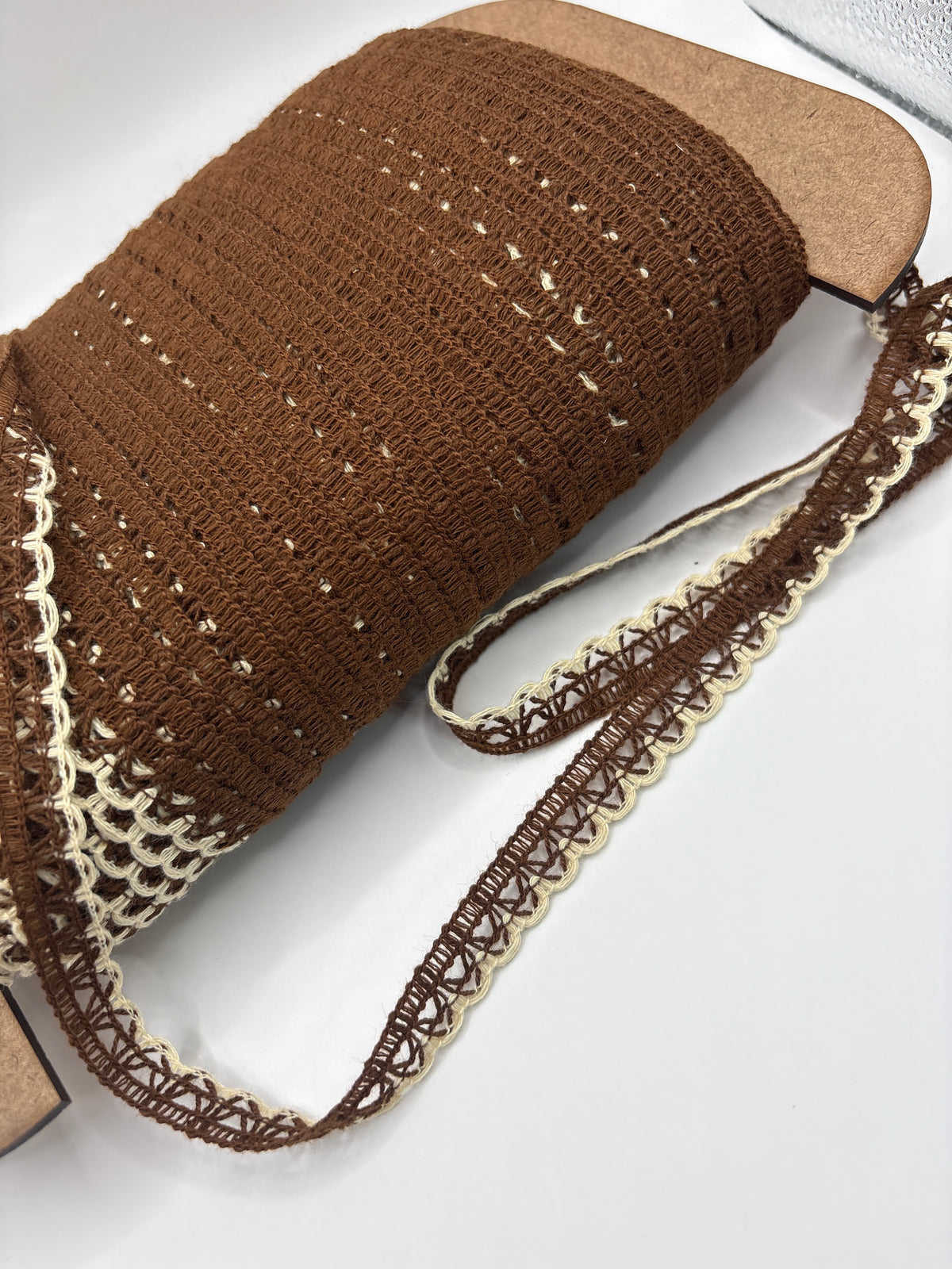 Brown and cream edge lace