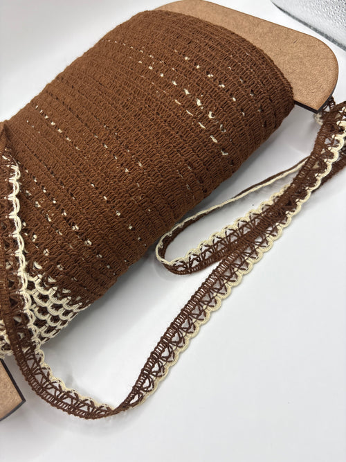 Brown and cream edge lace