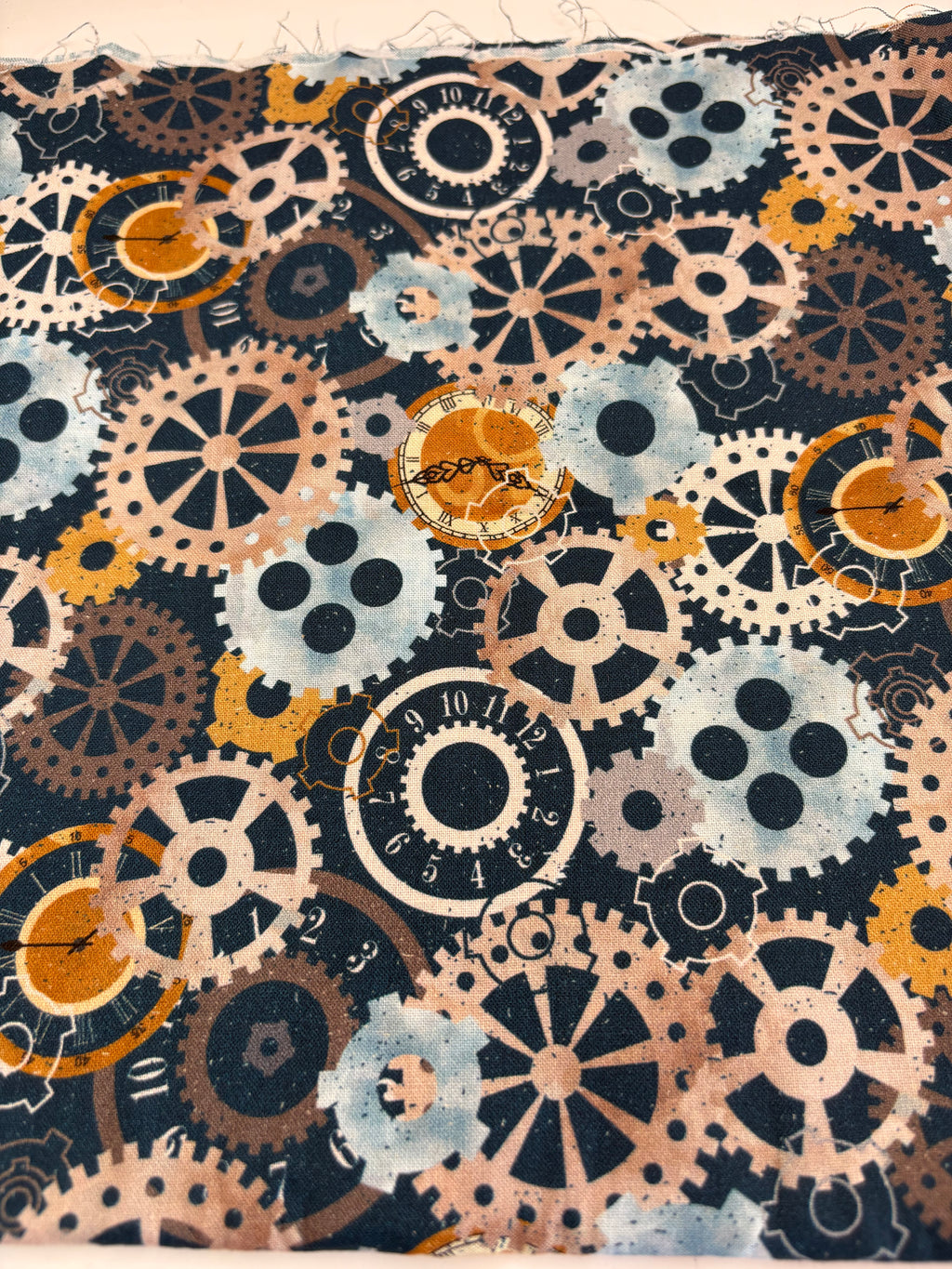 Steampunk Cogs and Clocks cotton fabric