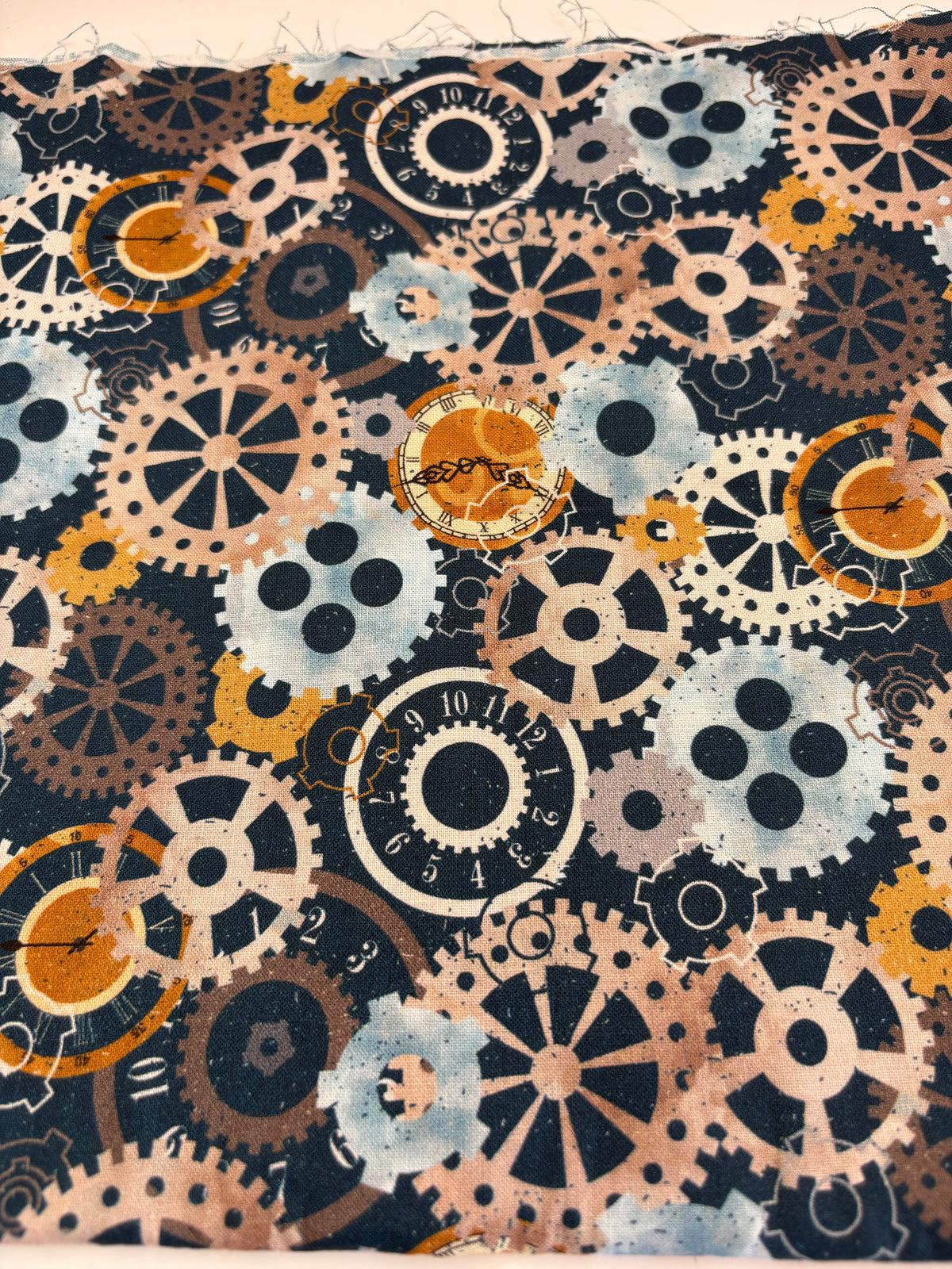 Steampunk Cogs and Clocks cotton fabric