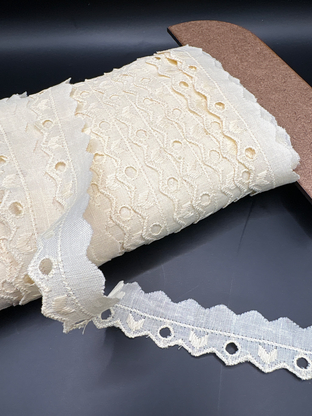 Cream broderie anglaise style type edged lace