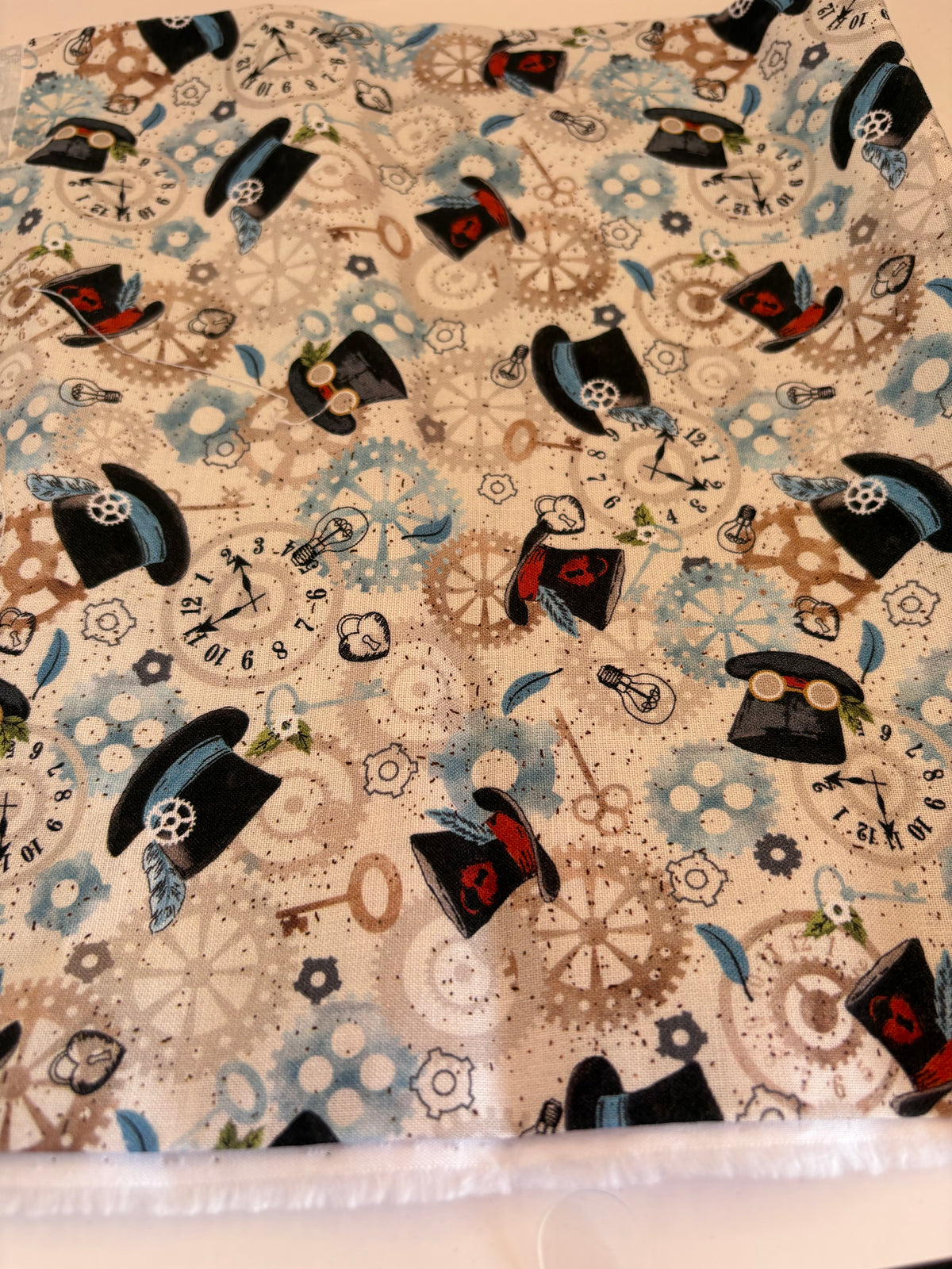 Steampunk Top Hats and Cogs cotton fabric