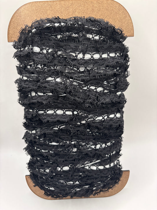 Black lace with sliver ribbon