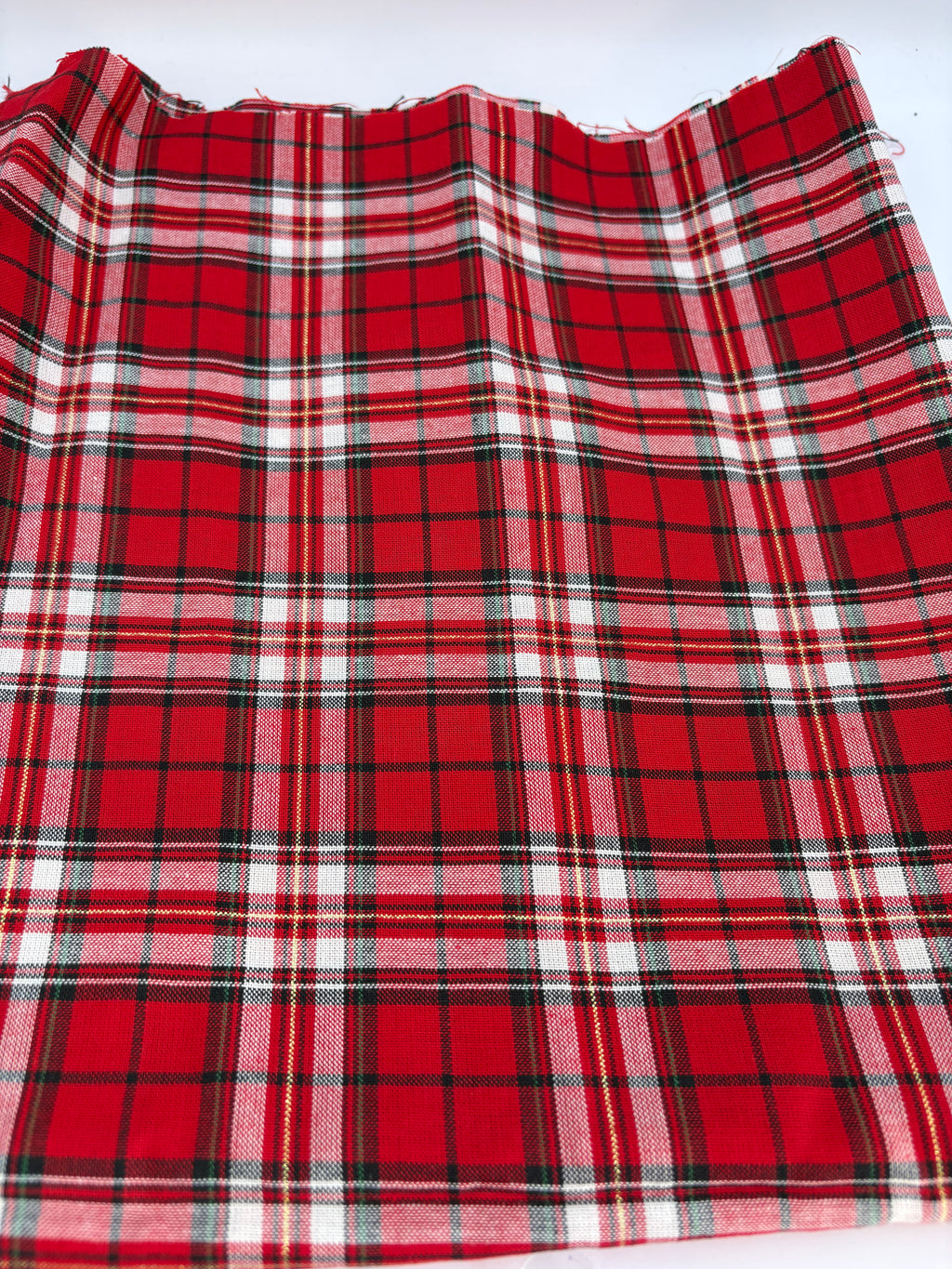 Tartan Metallic red & white cotton print