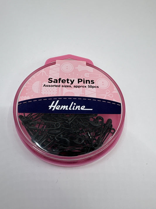 Safety pins assorted sizes black