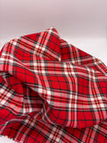 Tartan Metallic red & white cotton print