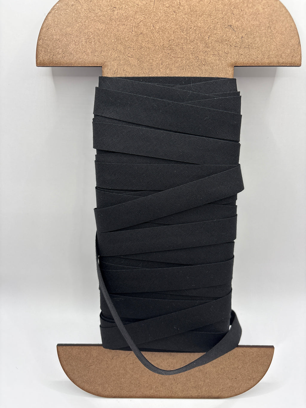 Bias binding black poly cotton