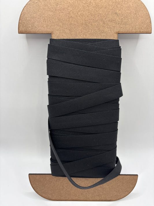 Bias binding black poly cotton