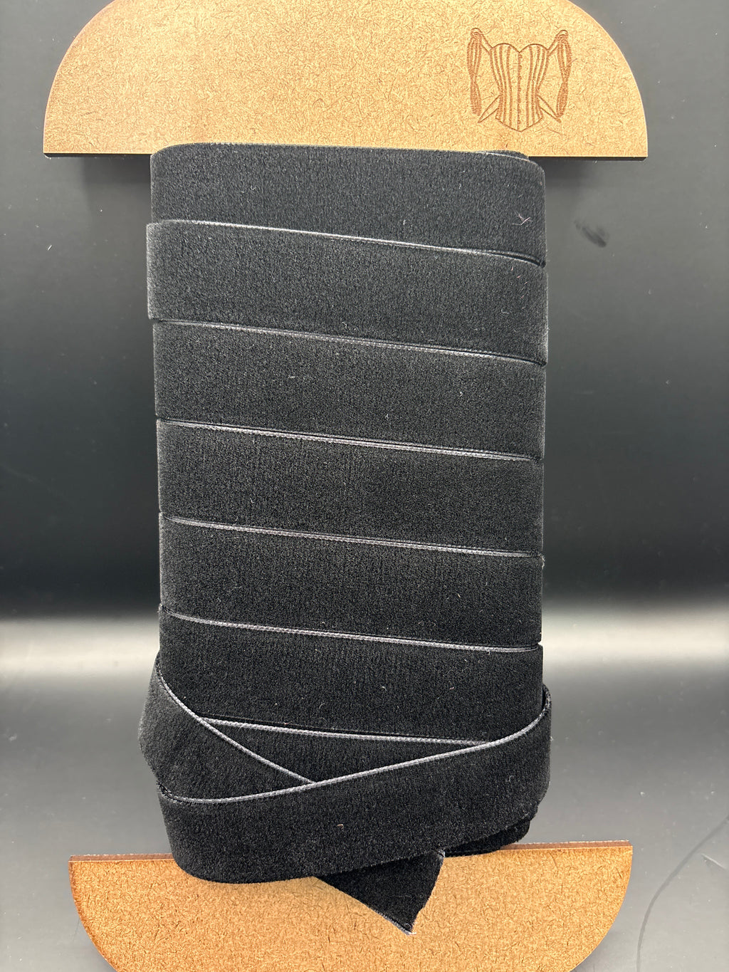 Grey black velvet ribbon 38mm