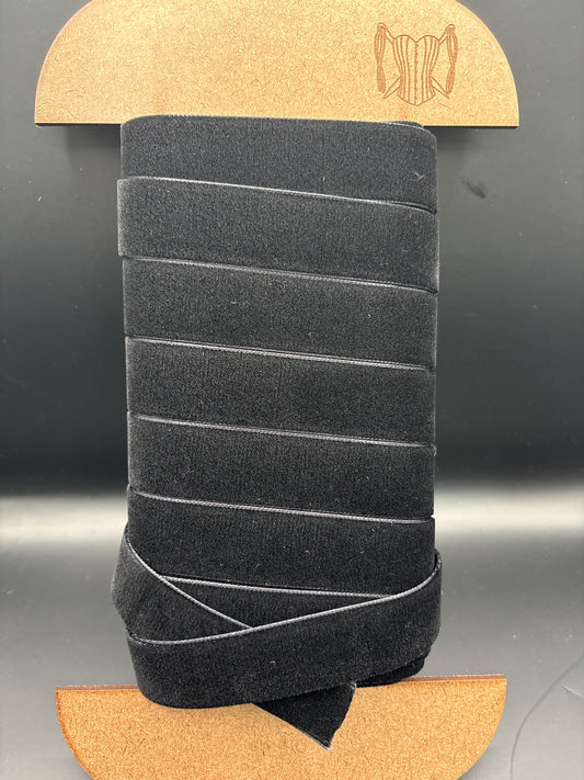 Grey black velvet ribbon 38mm