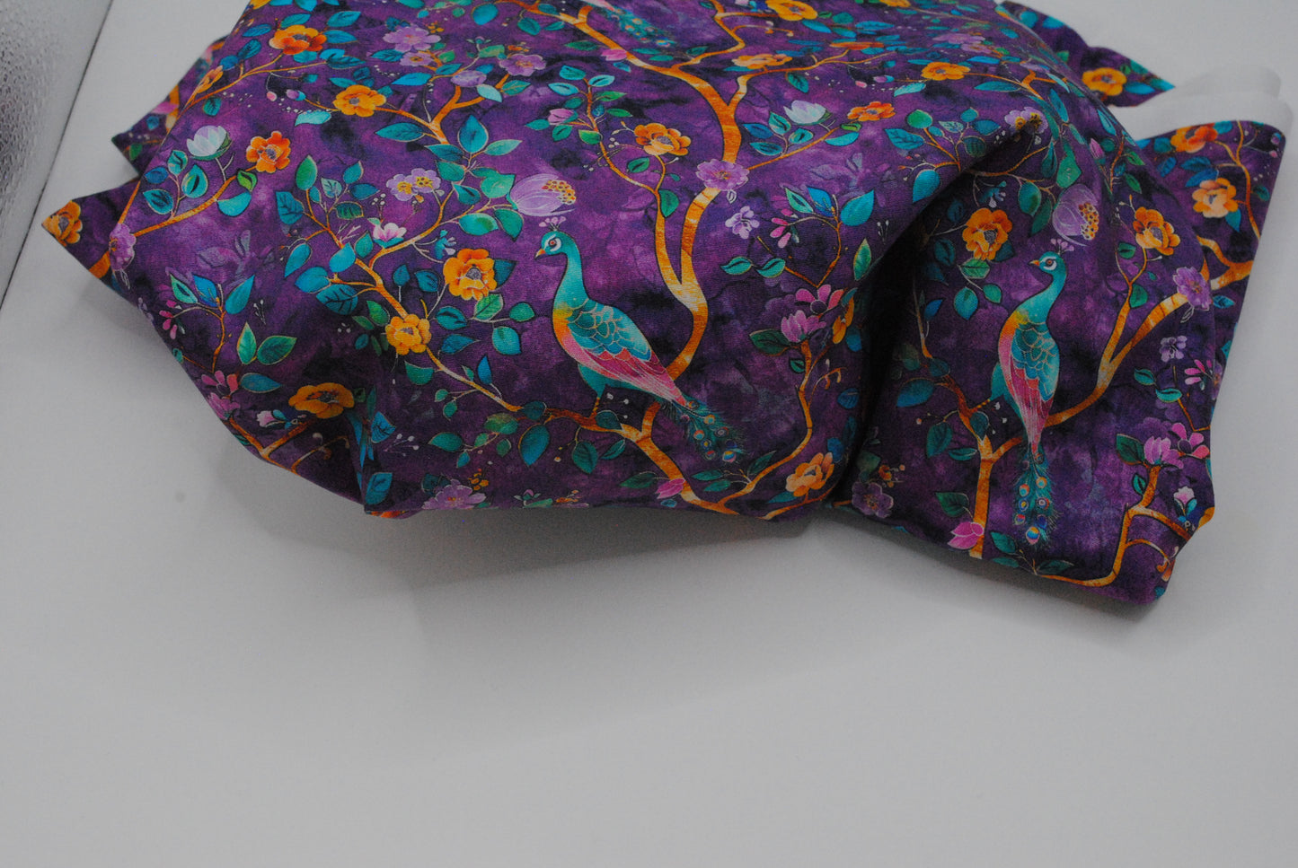 Rose & Hubble Dark purple peacocks cotton poplin
