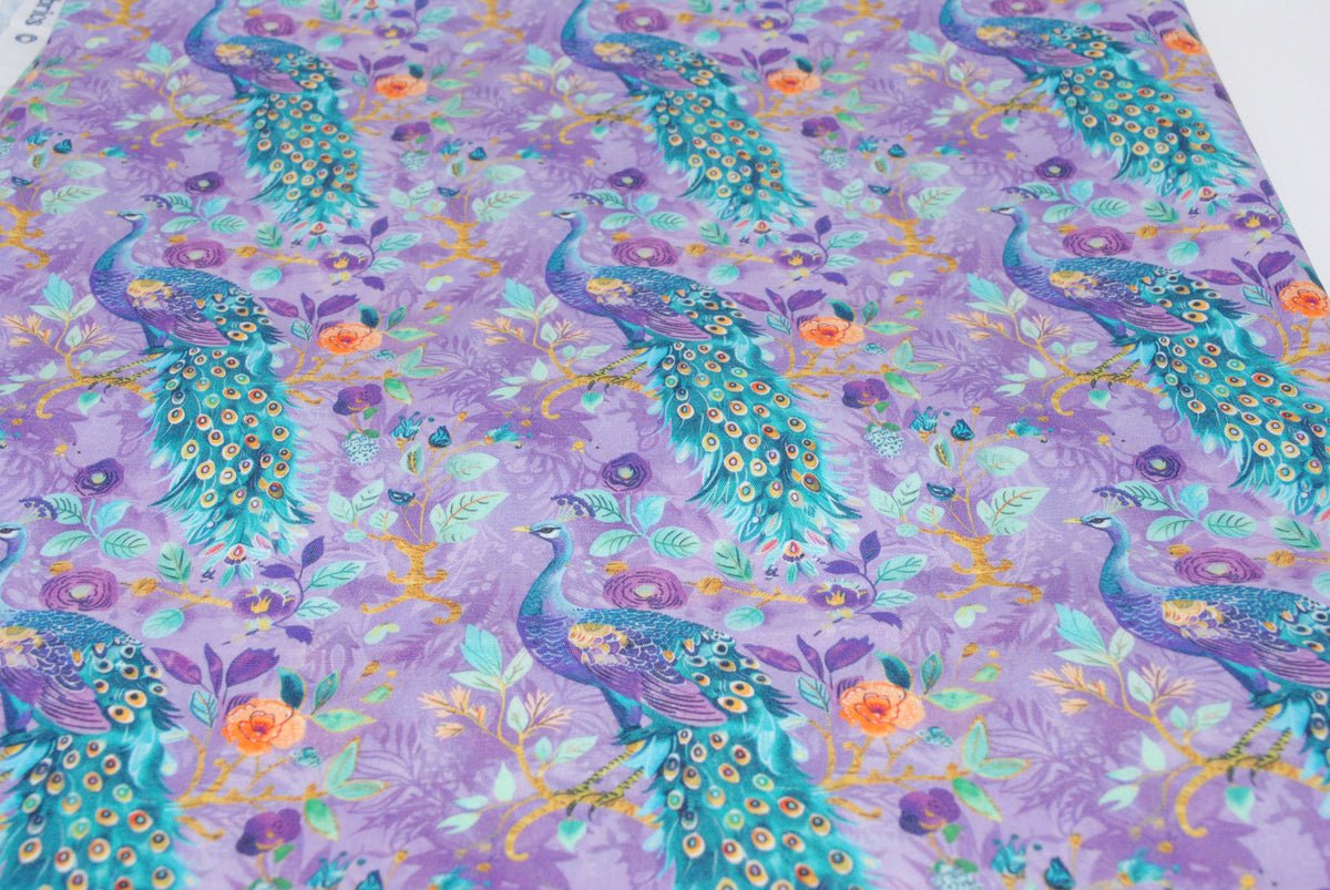 Rose & Hubble pretty peacocks cotton poplin