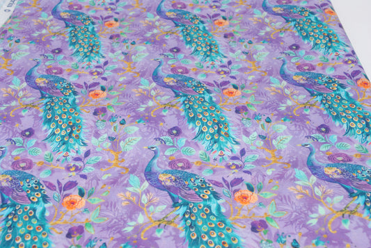 Rose & Hubble pretty peacocks cotton poplin