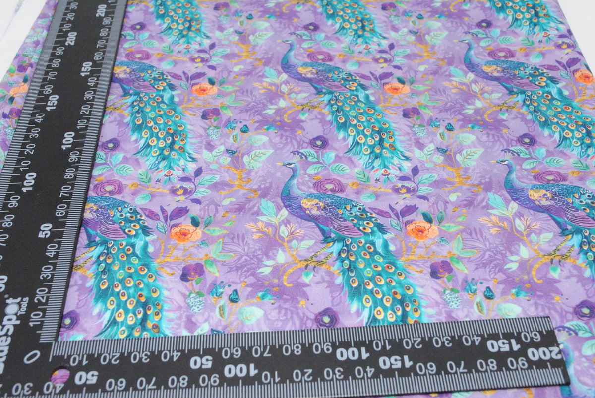 Rose & Hubble pretty peacocks cotton poplin