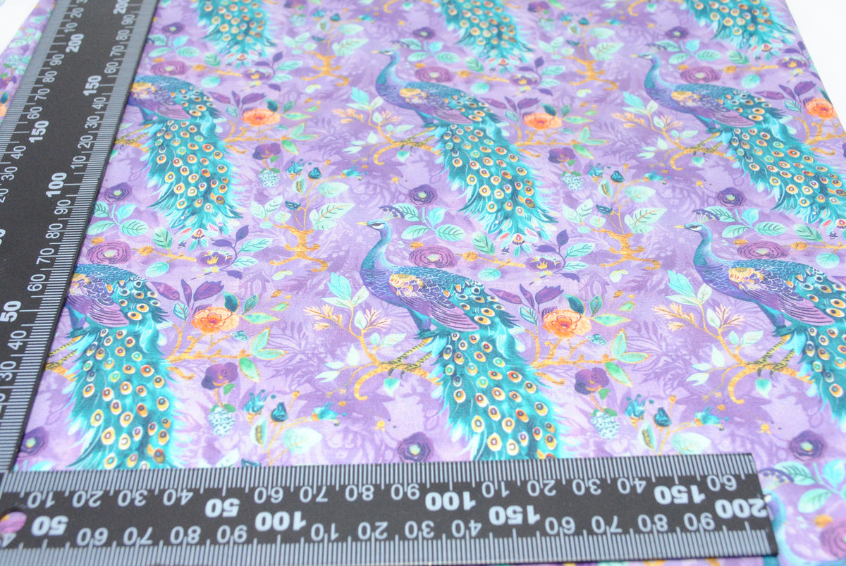 Rose & Hubble pretty peacocks cotton poplin