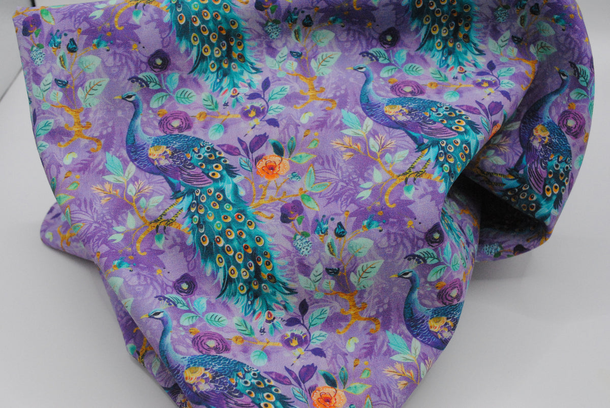 Rose & Hubble pretty peacocks cotton poplin