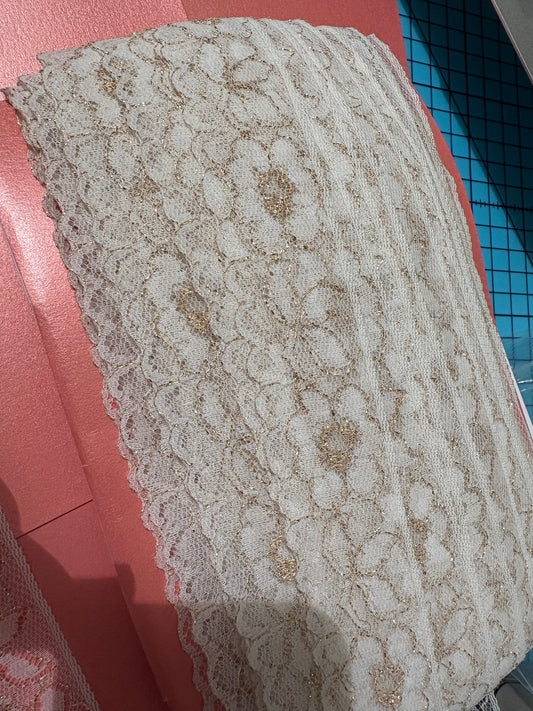 Ivory Floral Lace with Metallic gold